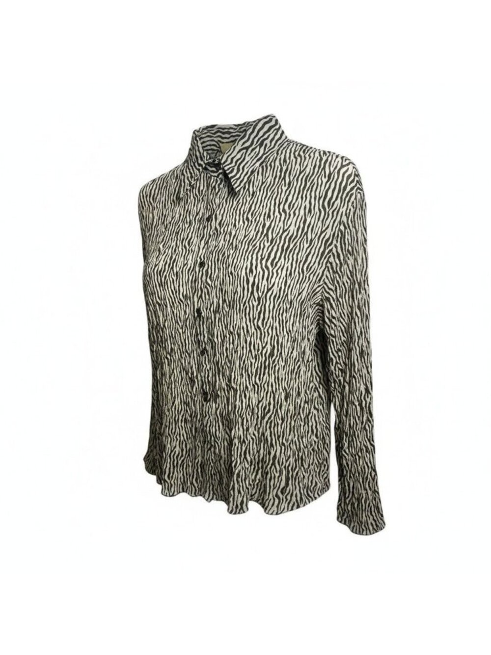 Womens Button-Up Pleated Blouse with Flared Sleeves Size Large by Cathaya